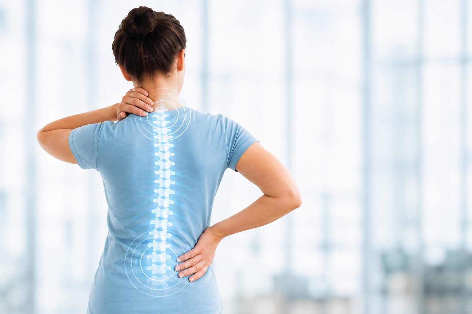 Lady with sore spine
